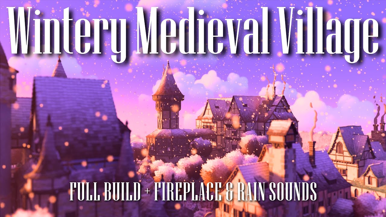 Wintery Medieval Village | Tiny Glade longplay w/ fireplace & rain sounds