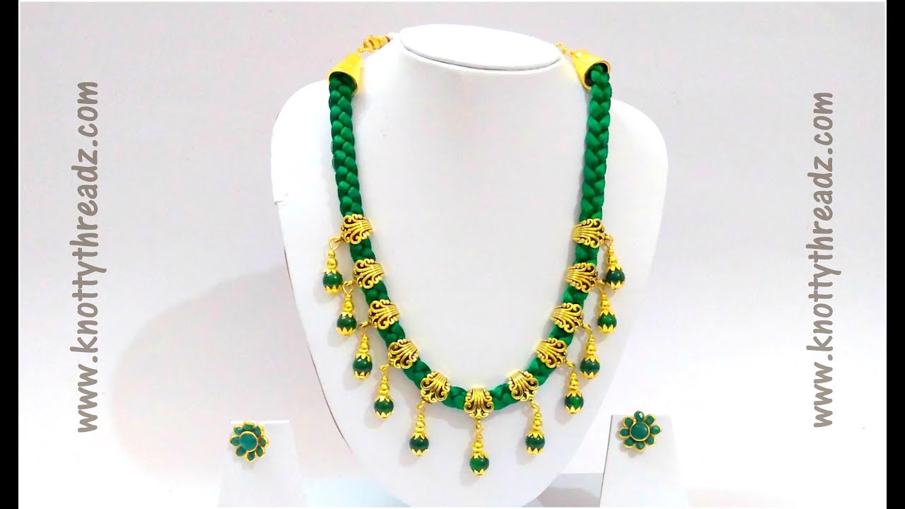 Silk Thread Jewelry |Braided Necklace with Antique Charms| Festive Collection|www.knottythreadz.com