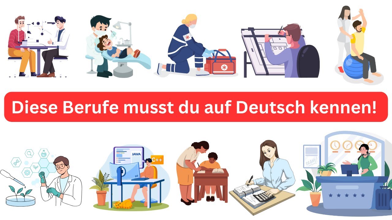 Deutsch lernen: Berufe & Jobs &ndash;Die wichtigsten Berufe auf Deutsch! Perfekt f&uuml;r A1&ndash;B2 .