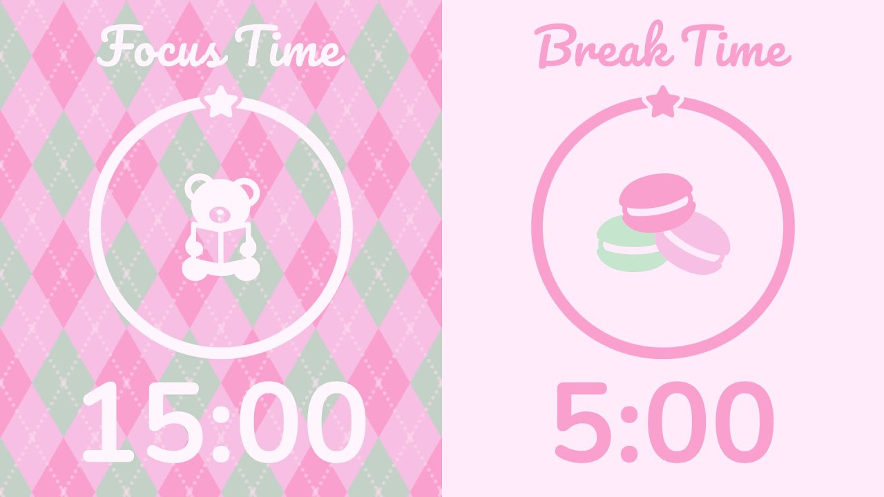 15/5 Pomodoro Timer with Pink Noise 🎧 Study with Me for Deep Focus & ADHD 🌸