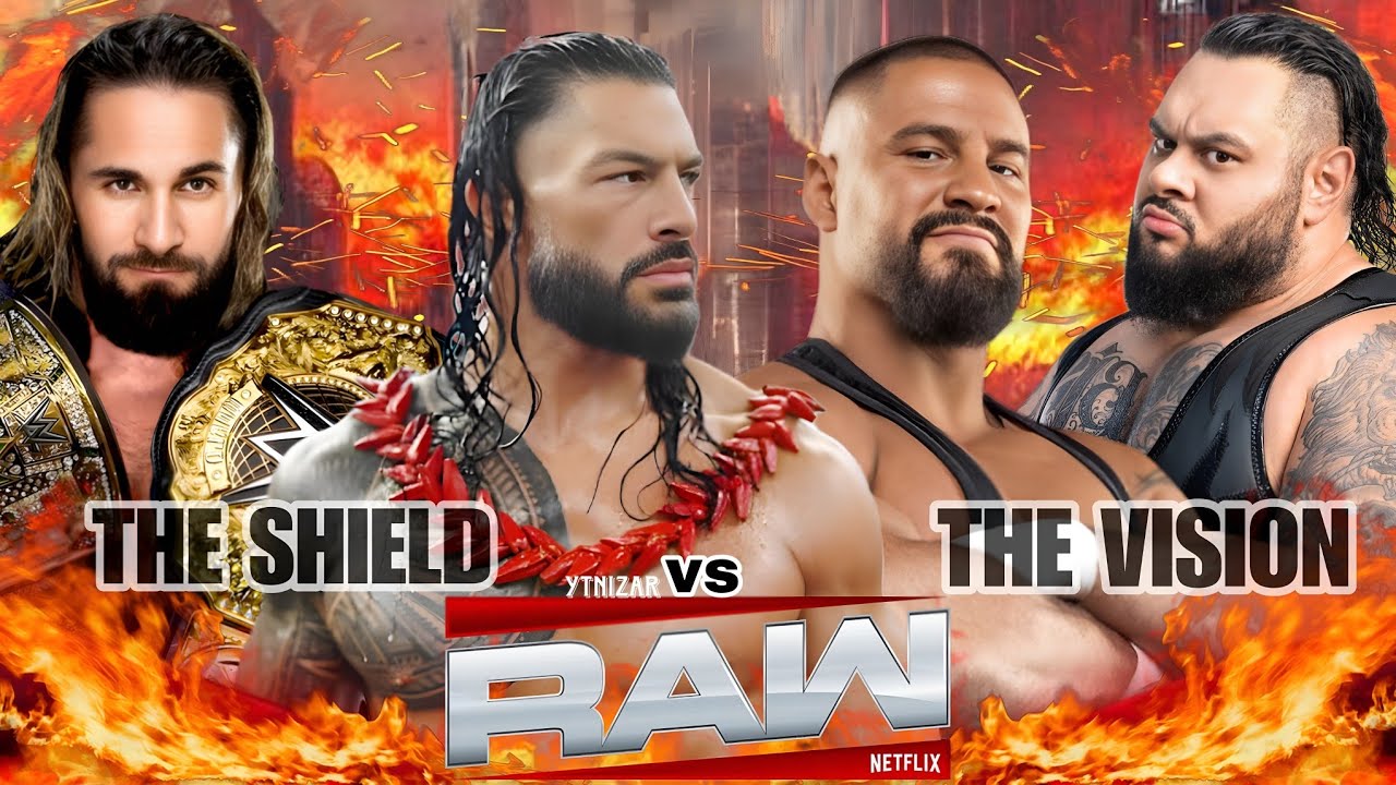 Команда Романа Рейнса против команды Брона Брейкера Wwe Raw Netflix 2025 ЩИТ против ВИДЕНИЯ — ПОЛ...