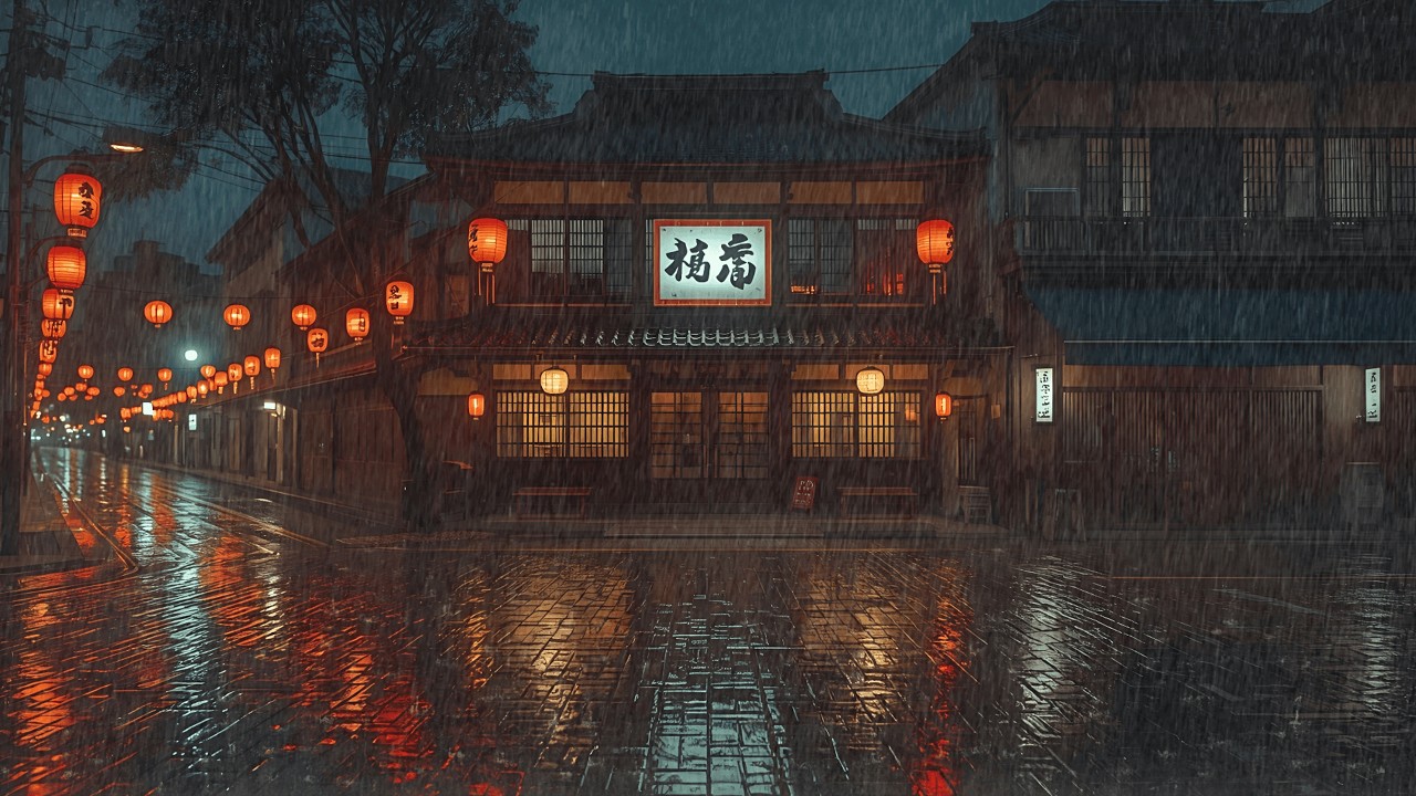 Quiet Night Street on Kyoto Town 🌧️ Rain Lofi Beats for Study, Sleep & Deep Relaxation