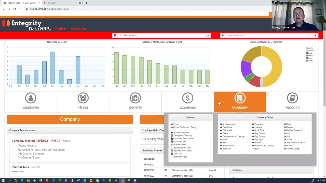 Integrity Data Demo of Payroll & HR Suite Functionality