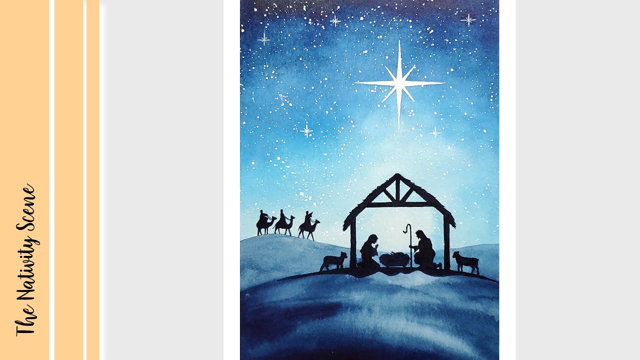🌟 THE NATIVITY SCENE SILHOUETTE | Watercolor Christmas Card