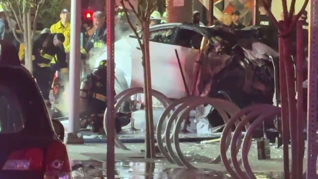 Car crashes into Fremont apartment building, catches fire