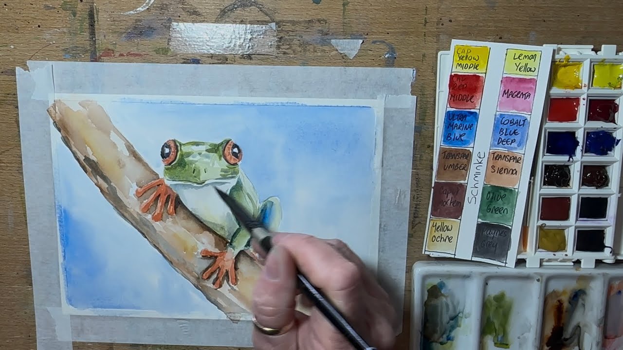 Painting a frog with my portable painter palette
