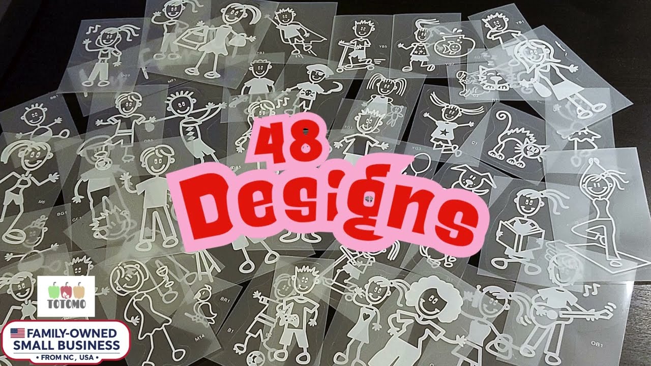TOTOMO Stick Figure My Family Car Decal Stickers - Peel & Stick