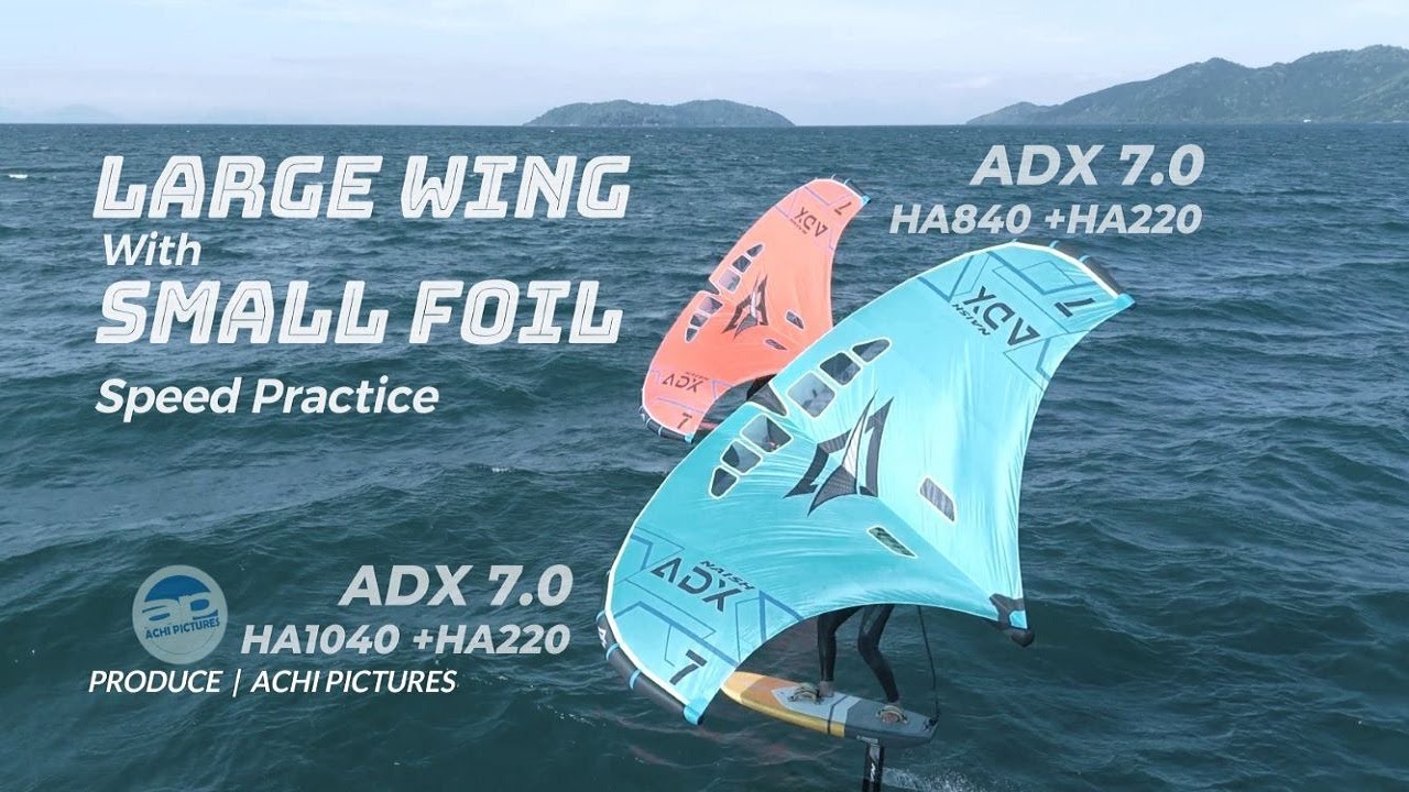 LARGE WING with SMALL FOIL @Sabae/BIWAKO [achi pictures] Wing foil Speed Practice