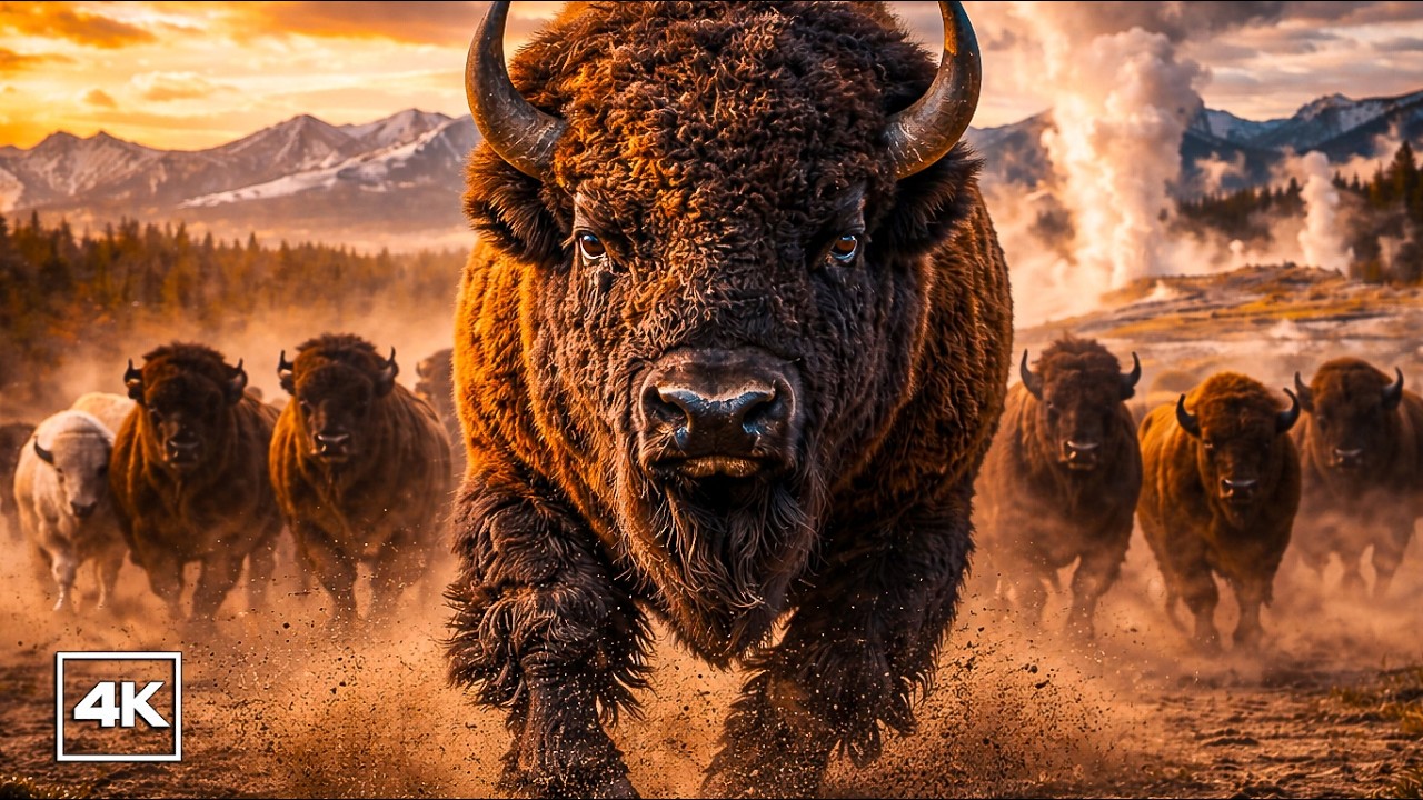 GIANTS OF THE PLAINS — Wild Bison in 4K Ultra HD HDR | Cinematic Wildlife Power