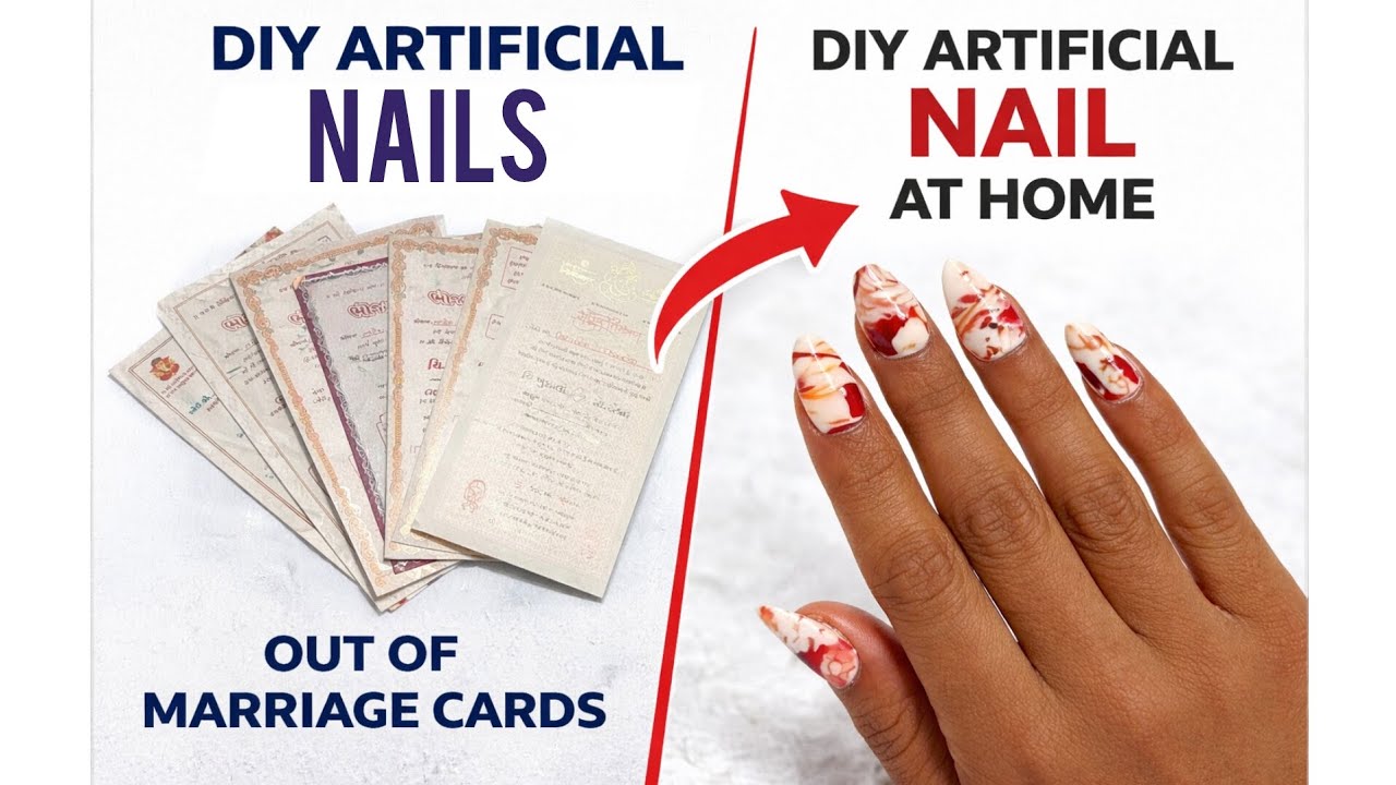 DIY Artificial Nail At Home 😍 | Out Of Marriage Cards Se Banaye Stylish Nails 💅