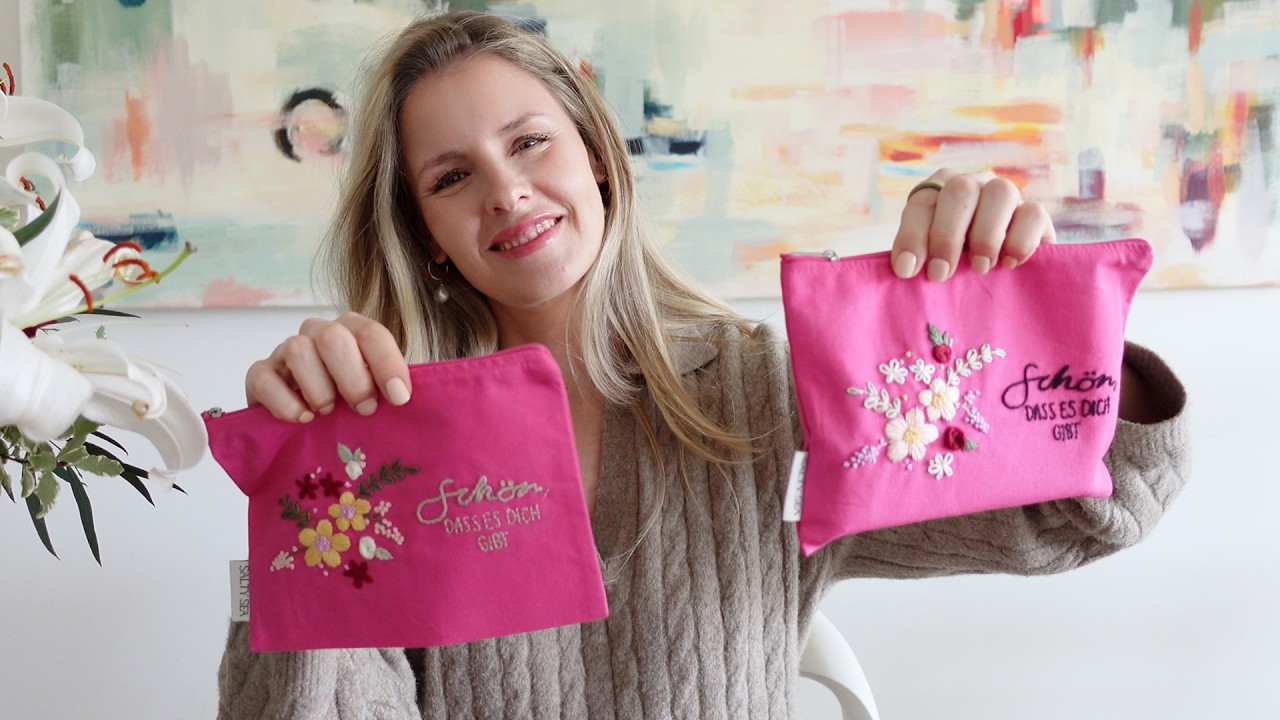 Muttertagsgeschenk selber machen – Täschchen besticken (Schritt für Schritt)