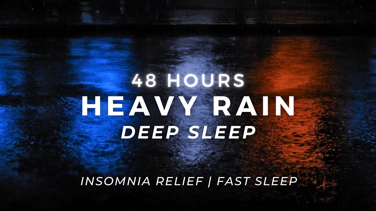 Fall Asleep FAST – Strong Rain for Stress Relief | 48 Hours