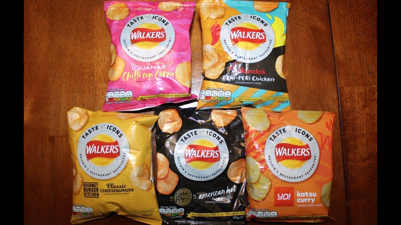 Walkers Yo Curry, Nando's Chicken, GBK Cheeseburger, Las Iguanas Chilli Con Carne, Pizza Express