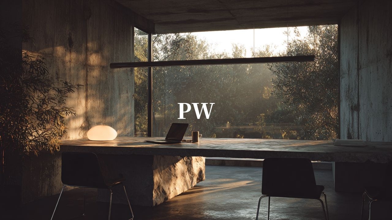 in a concrete studio, for deep thinkers