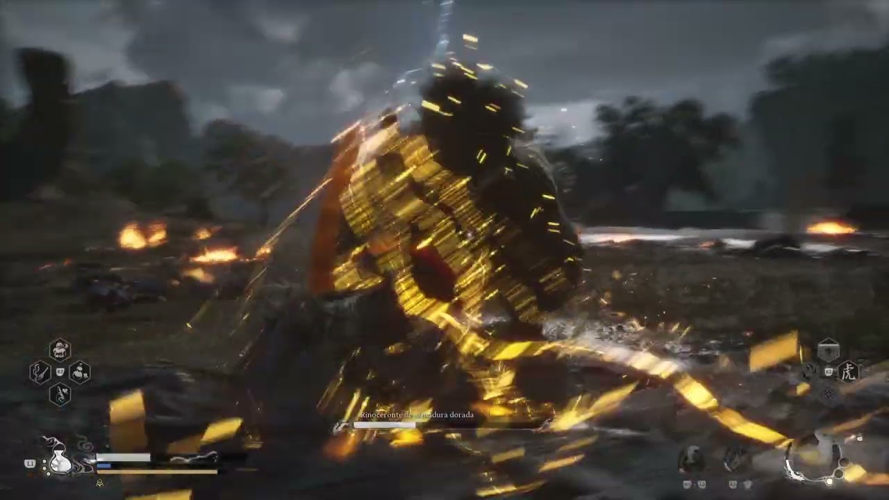 Black Myth: Wukong Derrotando al Rinoceronte de Armadura Dorada