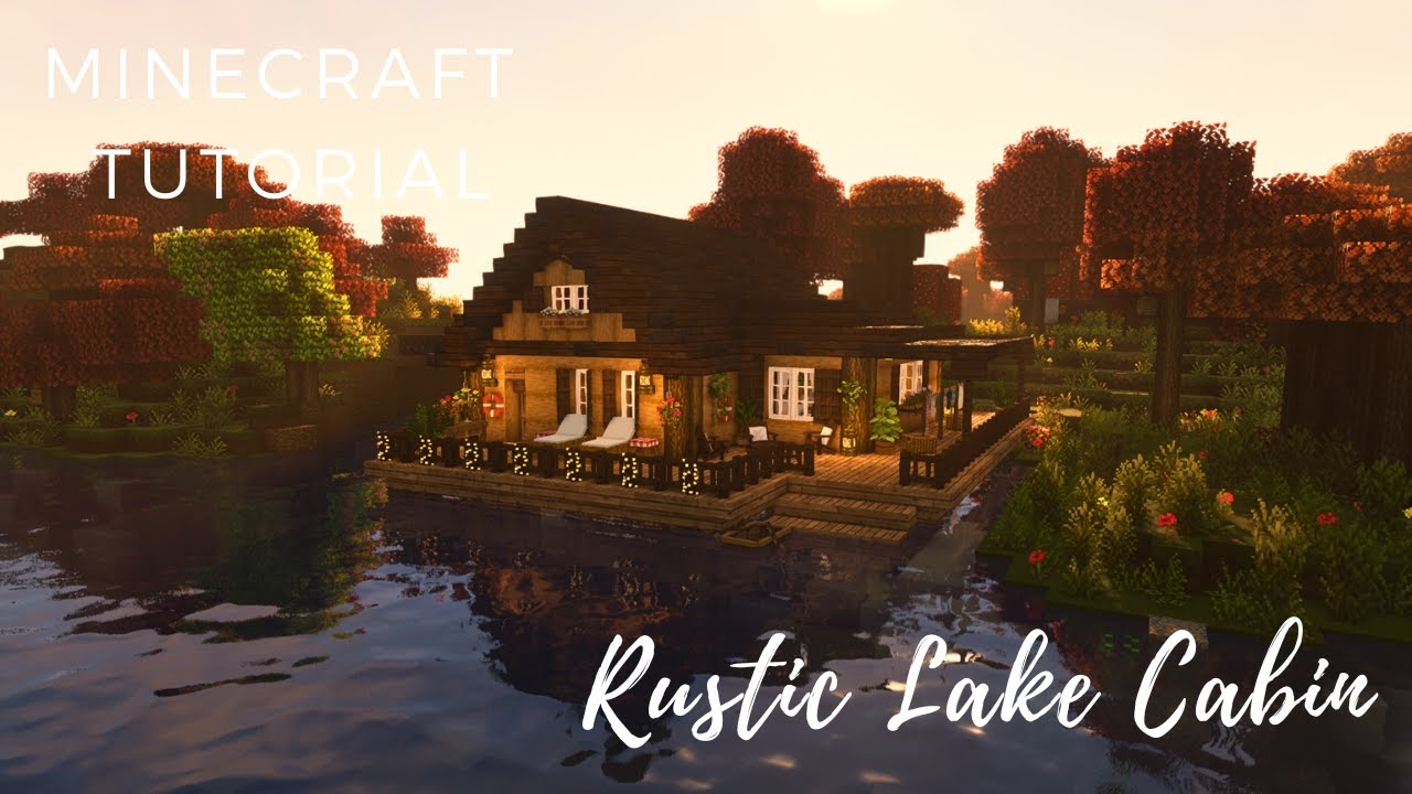 🍁 Rustic Autumn Cabin on the Lake 🏡 - Aesthetic Minecraft Tutorial