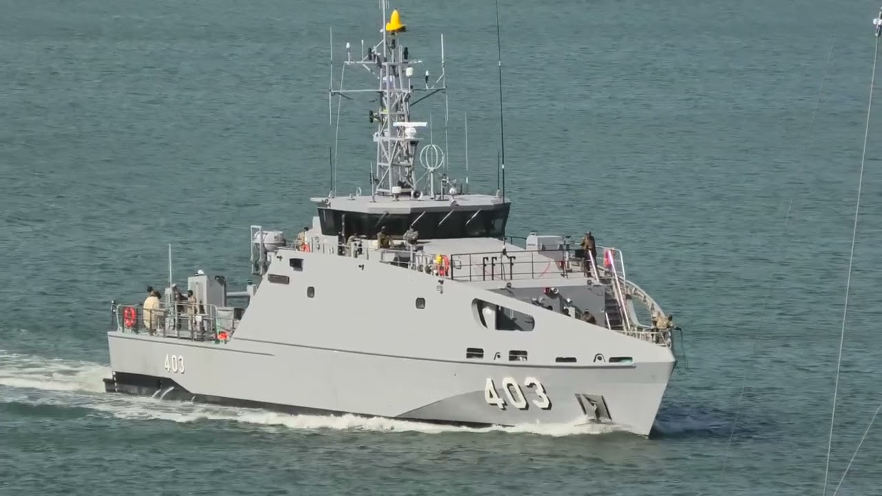 HMPNGS Francis Agwi (403), Papua New Guinea Guardian-Class Patrol Boat in Cairns Harbour, 4 Nov 2024