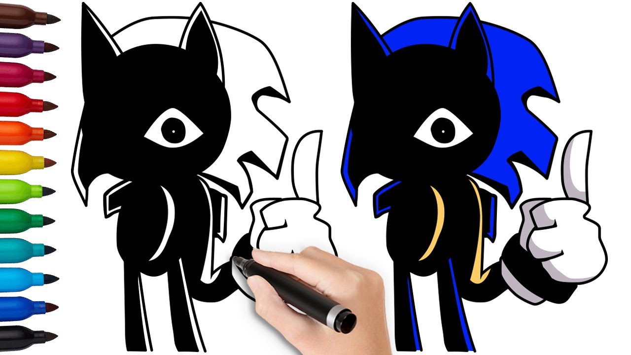 HOW TO DRAW CYCLOPS SONIC | Friday Night Funkin (FNF) - (Draw & Color)