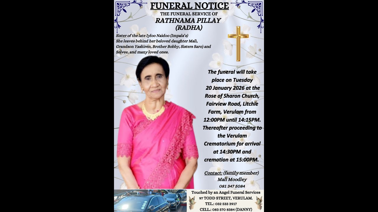 Rathnama Pillay(Radha), Funeral