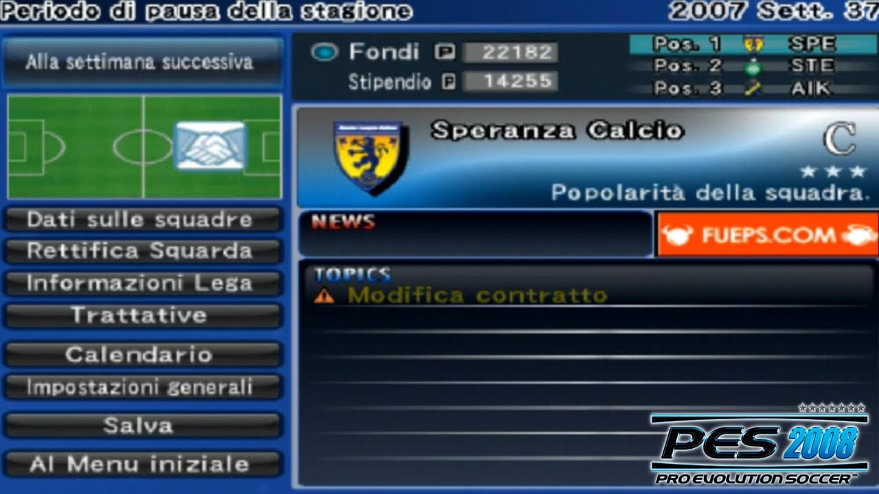 PES 2008 (PS2) - EP.12 Campagna Trasferimenti Fine Stagione (Master League) (2007)