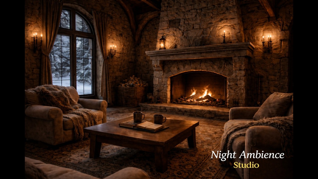 Ancient Fireplace 🔥 Calm Old World Ambience for Deep Sleep