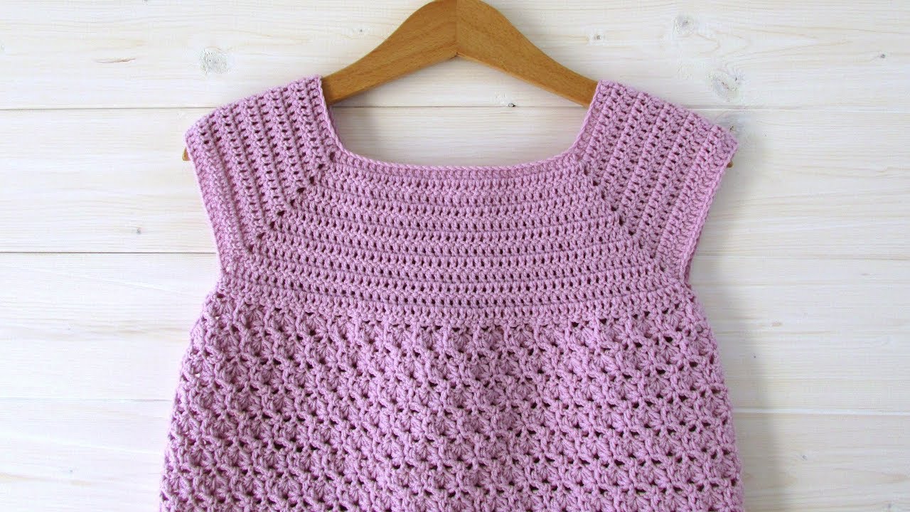 How to crochet a baby / girl's delicate lace dress tutorial