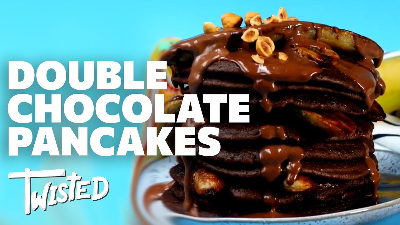 Caramelised Banana Double Chocolate Pancakes | Twisted | Breakfast