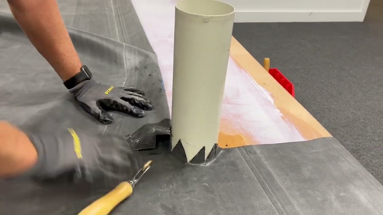 Adhering EPDM Rubber Roofing Membrane - Working around a pipe