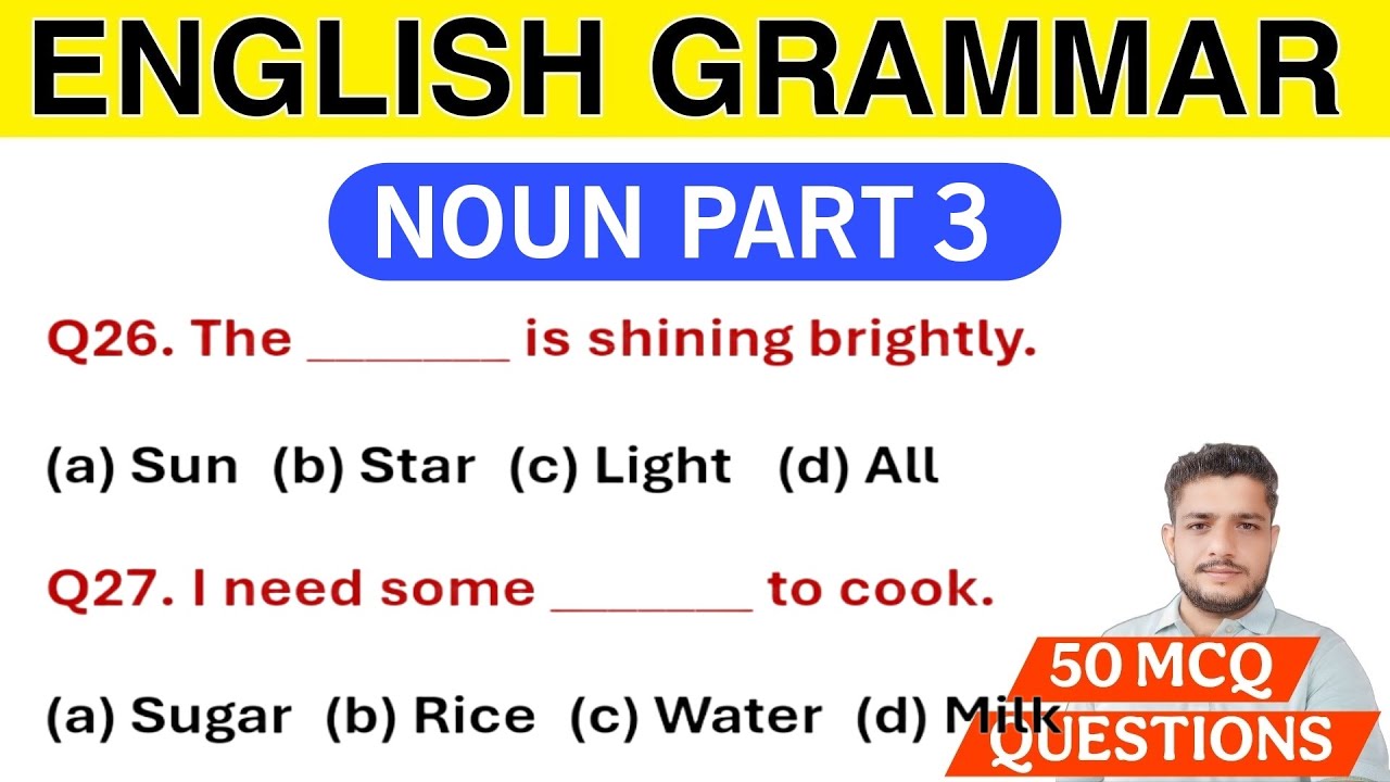 English Grammar Noun MCQ Question Practice | Noun For Class 1 2 3 4 5 6 7 8 9 10 11 12 - Part 3