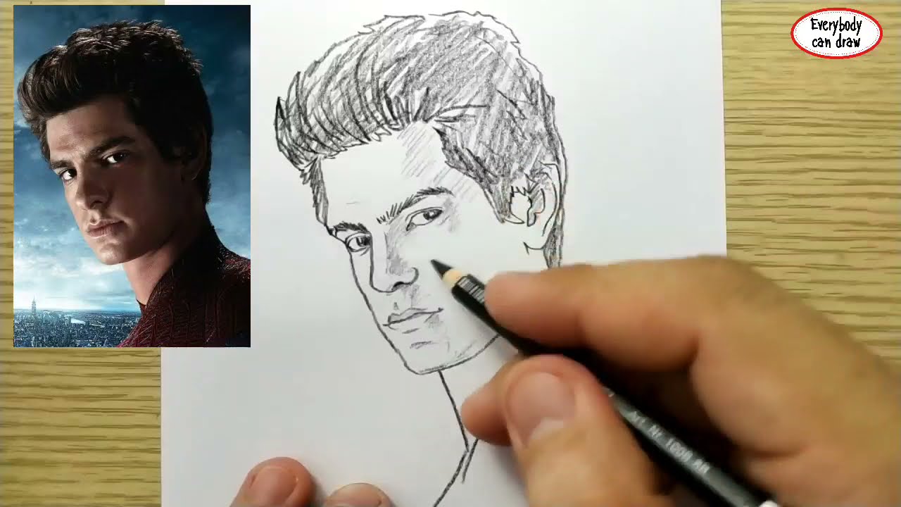 VERY EASY , How to draw andrew garfield spiderman / learn drawing academy