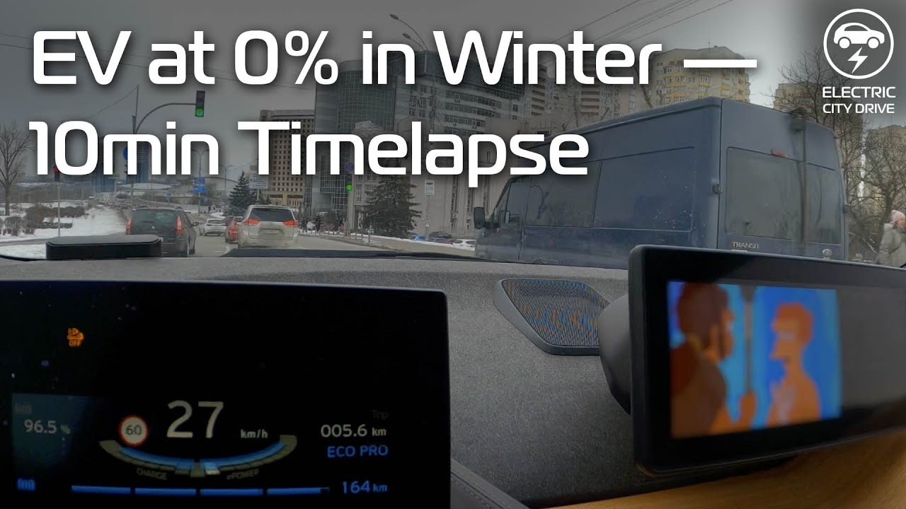 Frozen Road — Winter EV Drive Ends at 0% Battery [4K Timelapse | 10min]