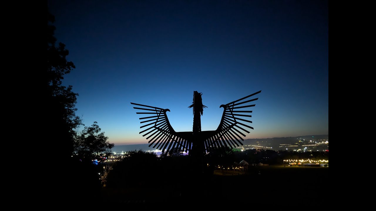 Fireworks and Burning Phoenix Dragon for Opening of Glastonbury Festival 2024