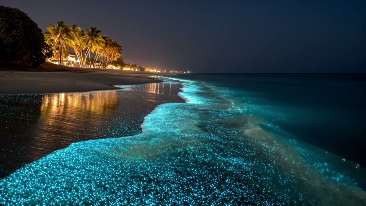 Ocean of Light: Bioluminescent Beach + Ambient Music for Anxiety Relief & Deep Sleep