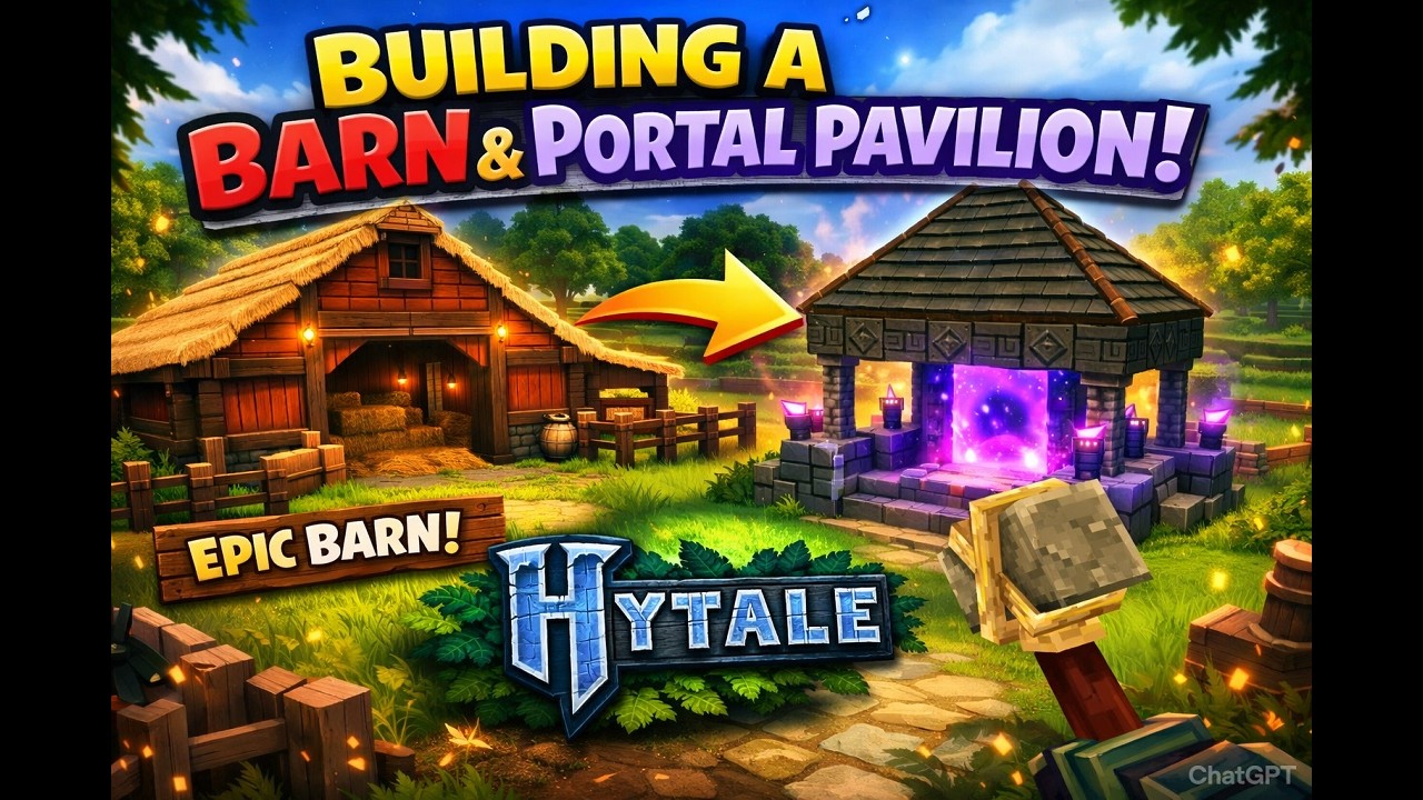 Building the easiest little  Barn and Portal Pavilion- Hytale pt.15