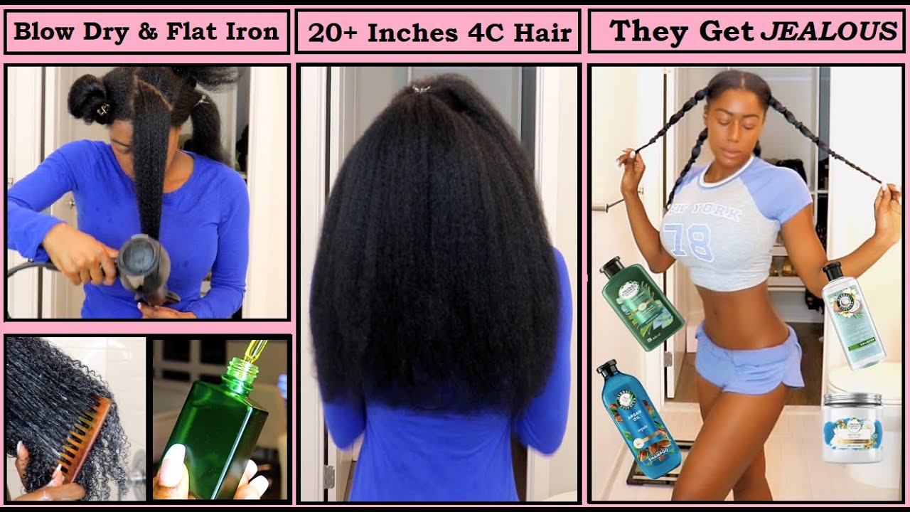 How To Blow Dry/ Flat Iron 4C Hair & Jealous Women Stories