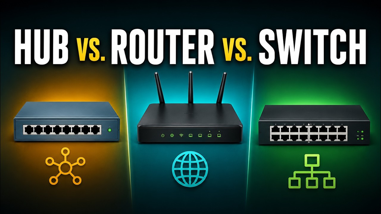 HUB vs. SWITCH vs. ROUTER (einfach erklärt) | #Netzwerktechnik