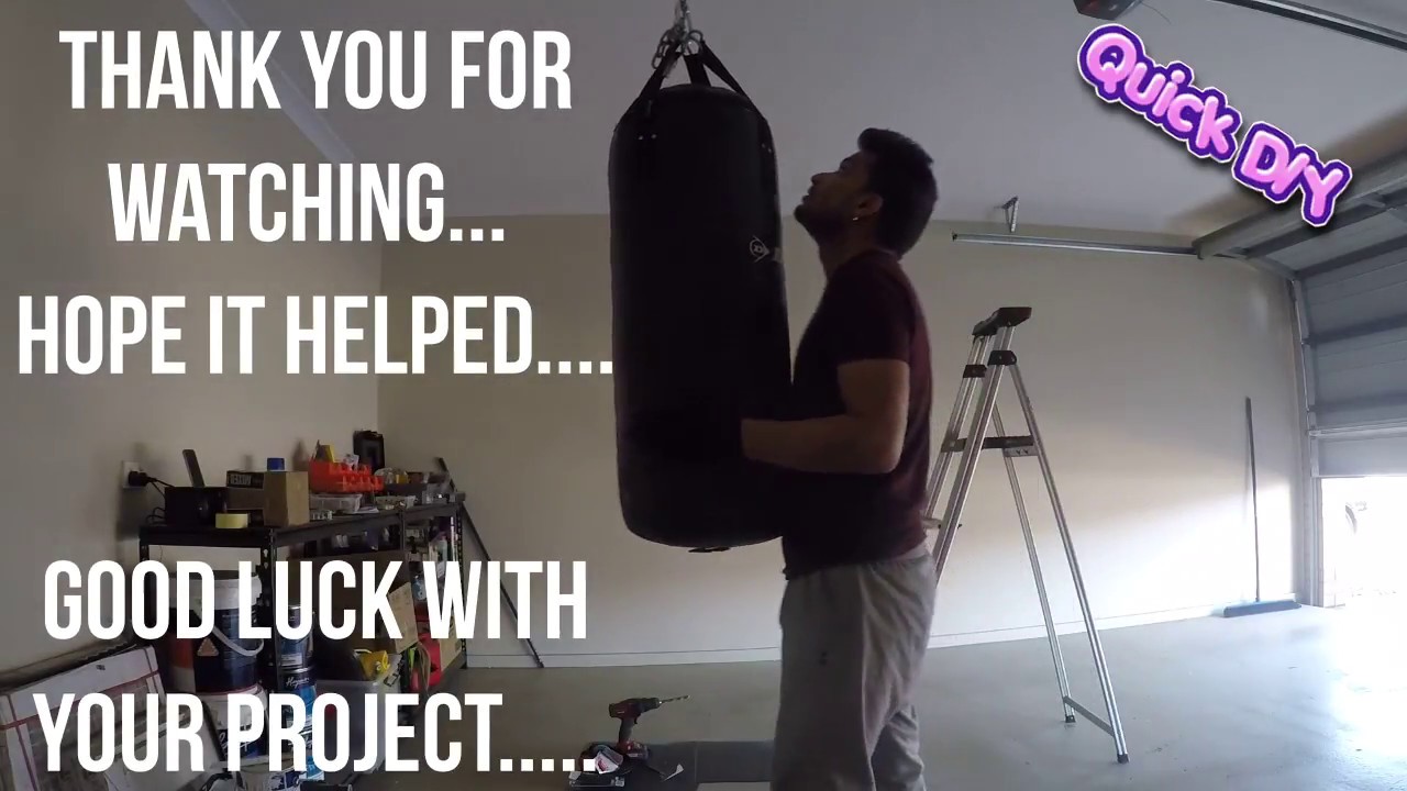 Hanging a boxing bag in garage- Quick DIY