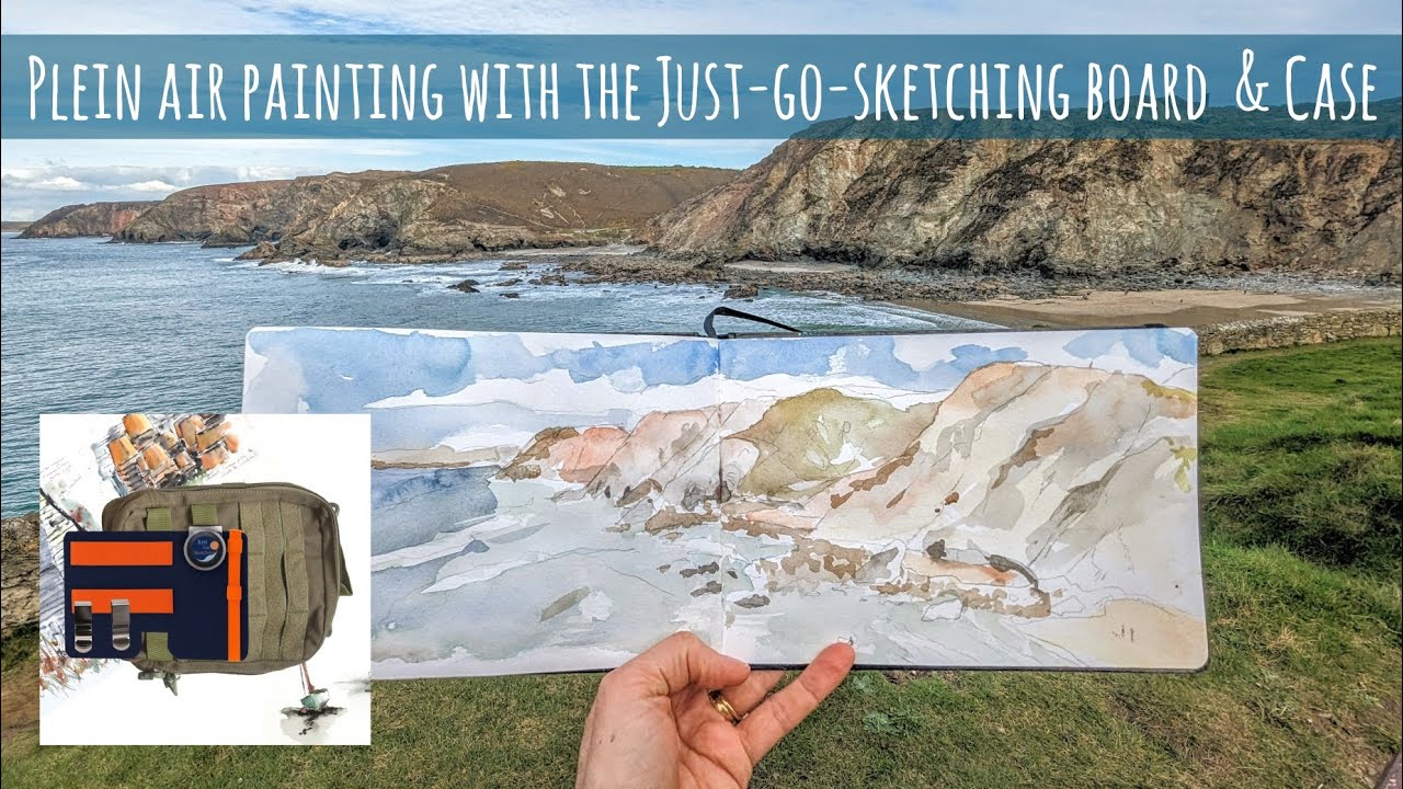 Plein Air Watercolour Painting, with JustGoSketching Board & Travel Art Bag / Portable Painter Micro