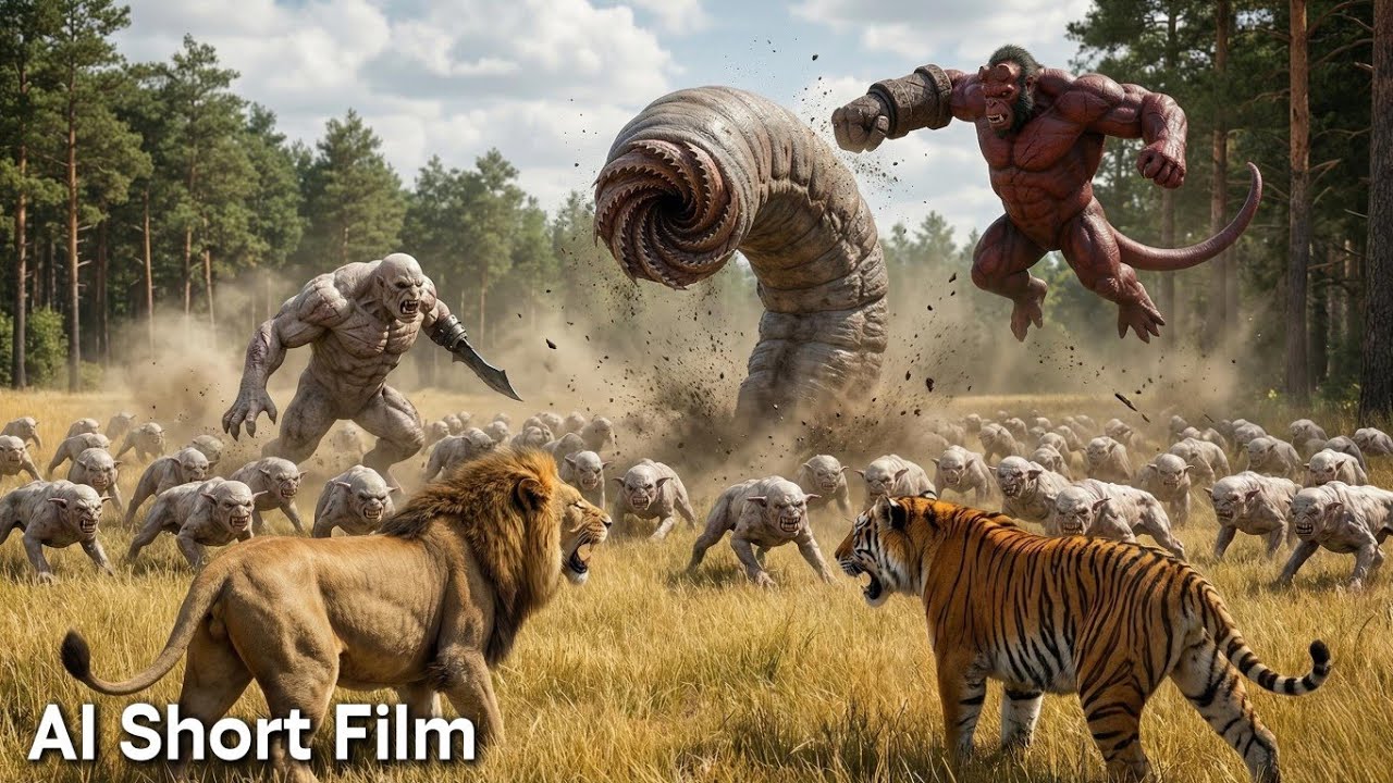 Simba and Shere Khan Team Up with Hell Brute King Against Azgoth Army &ndash; Part 1 | AI Short Film