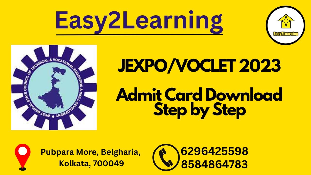 JEXPO/VOCLET 2023 Admit Card Download Step by Step | By Easy2Learning