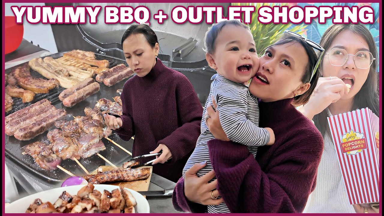 OUTLET SHOPPING WITH 3 ACTIVE KIDS! SUPER YUMMY BBQ! ❤️ | rhazevlogs