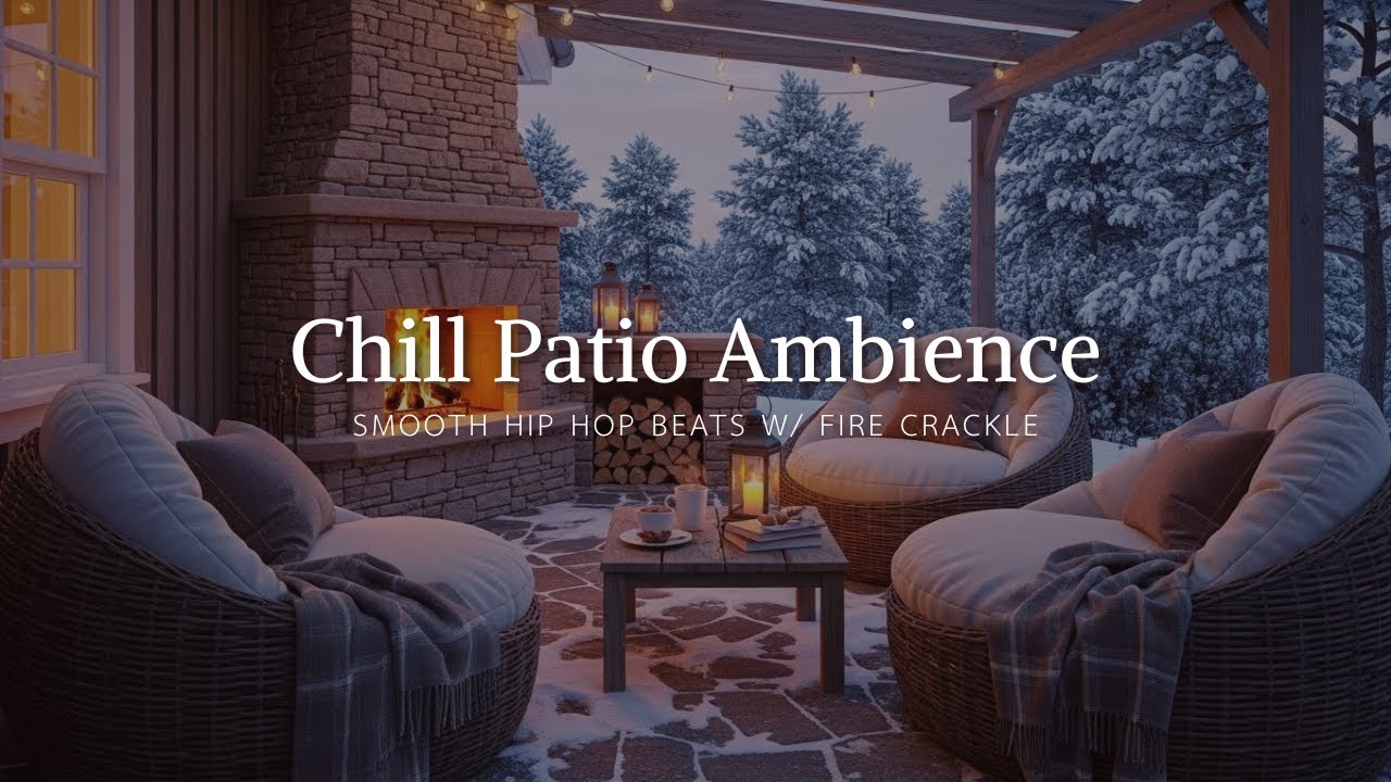 Chill Patio Ambience ❄️🔥 | Smooth Hip Hop Beats w/ Fire Crackle