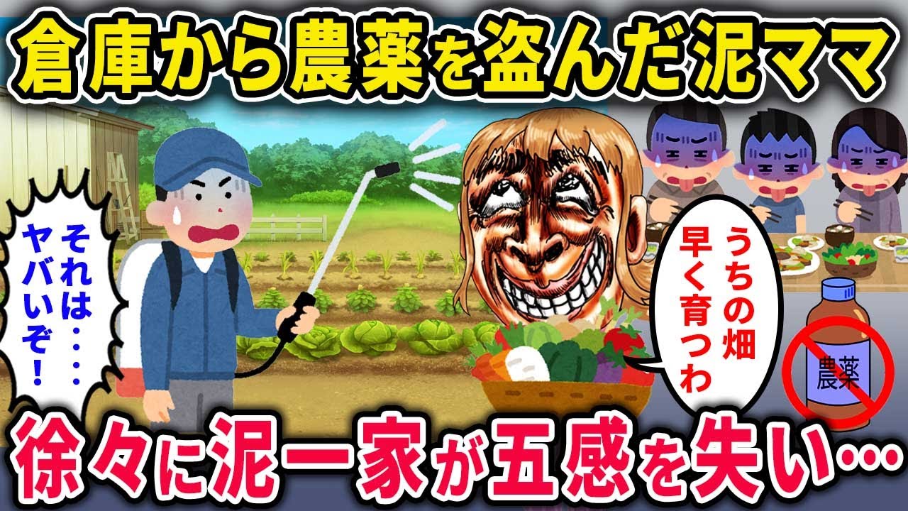 【泥ママ】鍵付き倉庫から農薬を盗んだ泥ママ→ 徐々に泥一家が五感を失い…【2chスカっと・ゆっくり解説】