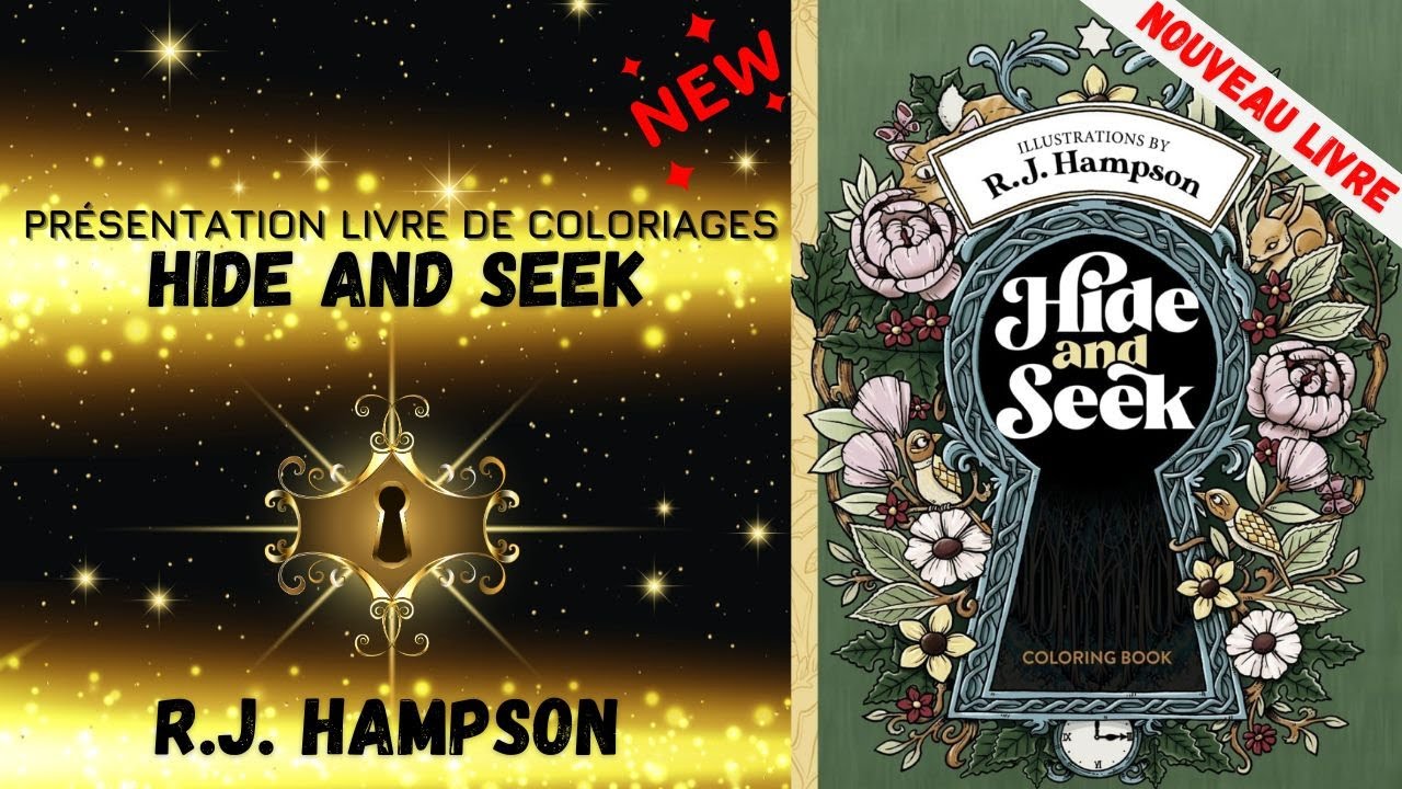 🌈 HIDE AND SEEK - R.J. Hampson - Livre de Coloriages Adulte / Flip Through Coloring Book