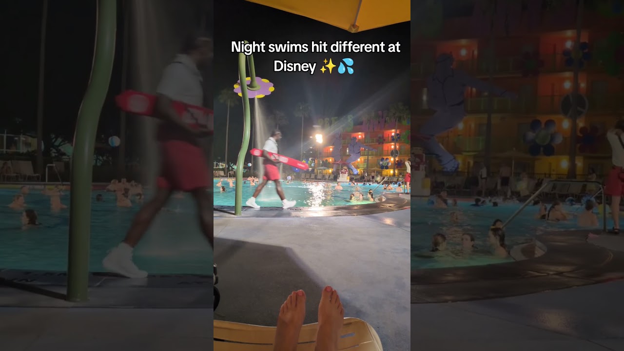 Pop Century Pool at Night 🌙 | Disney Resort Night Swim Vibes #popcentury #disneyresort #disneyworld