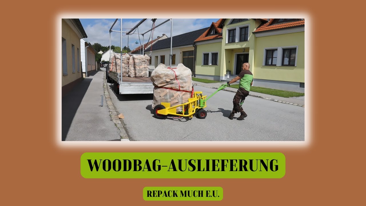 Woodbag Auslieferung mit Gelände-Hubwagen - repack much e.U.