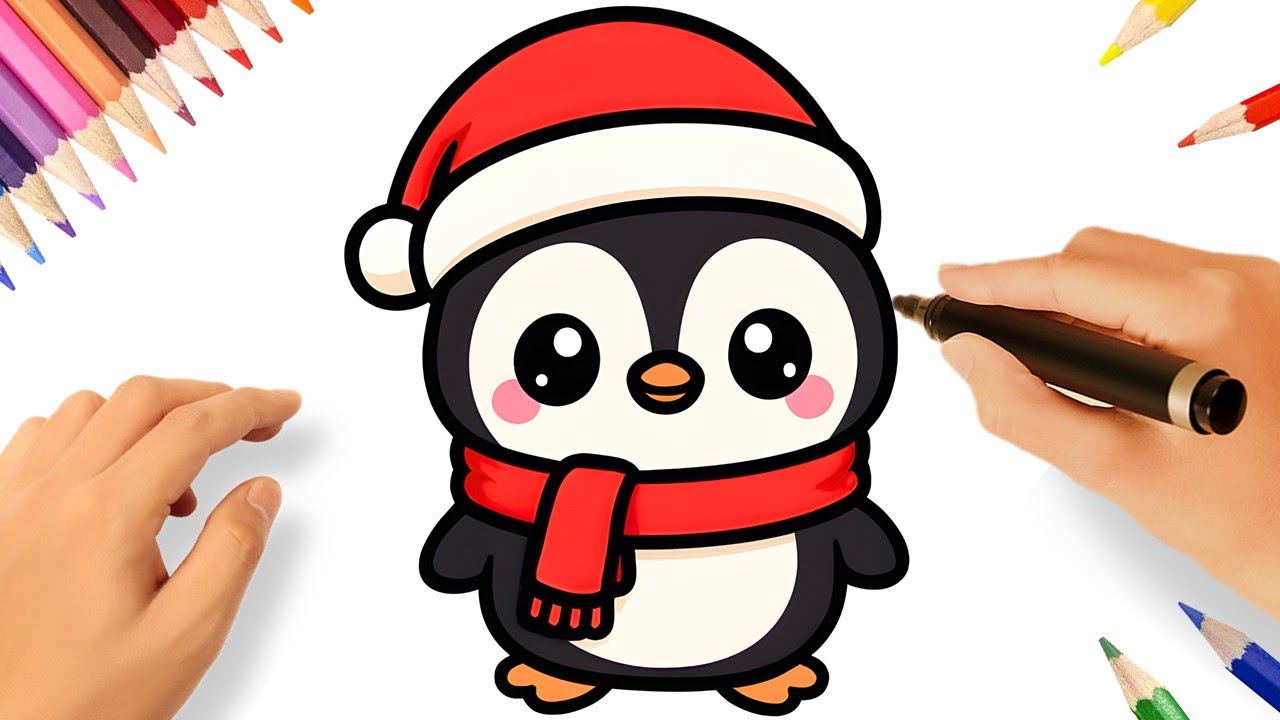 CÓMO DIBUJAR UN PINGÜINO KAWAII FÁCIL 🐧