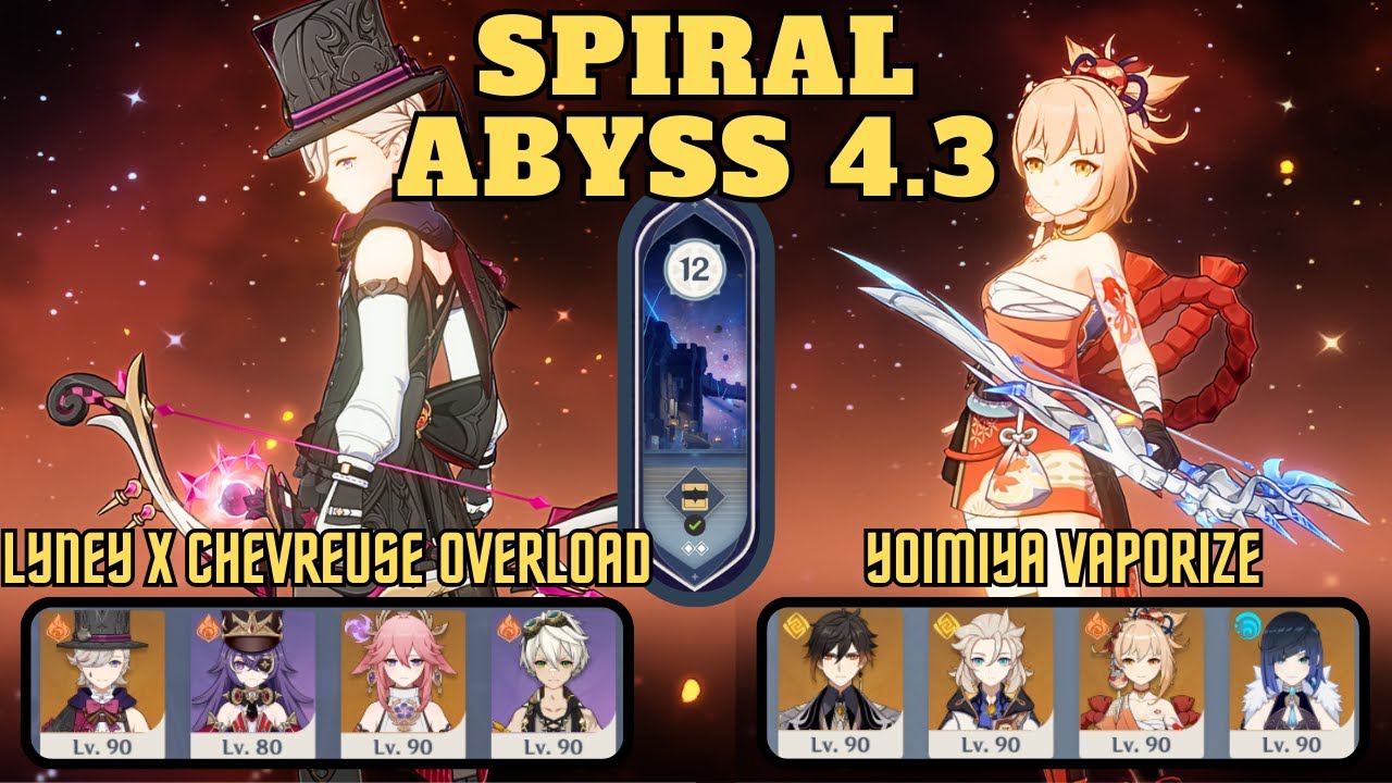 C0 Lyney x C0 Chevreuse Overload & C0 Yoimiya Vaporize | NEW 4.3 Spiral Abyss | Genshin Impact