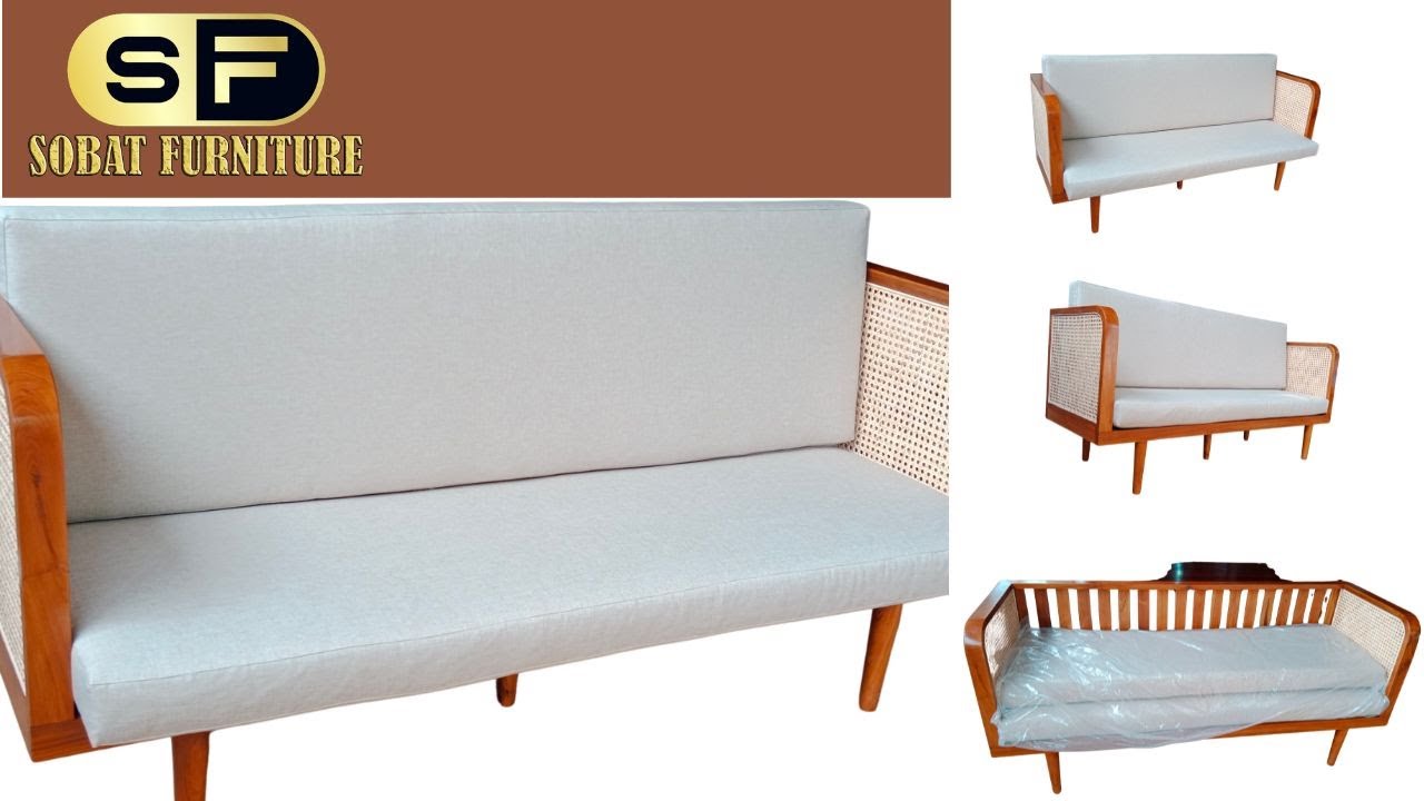 Kursi Sofa Rotan Minimalis Kayu Jati dengan Busa Copot Model Simpel Kekinian