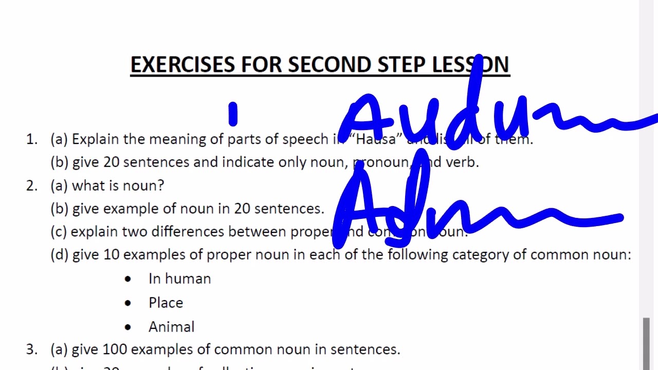ENGLISH EXERCISE - SECOND STEP